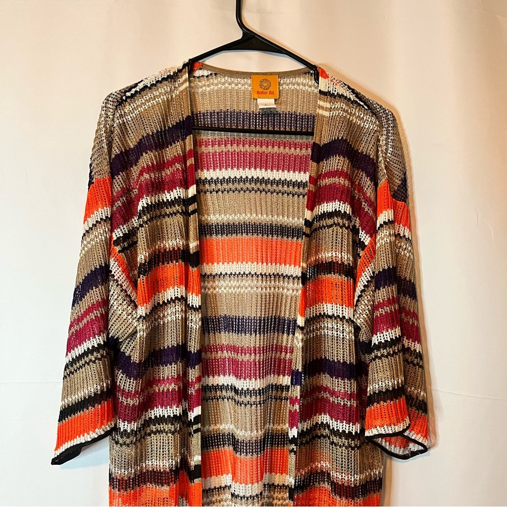 Ruby Rd. Multicolor Striped Cardigan - Picture 3 of 4